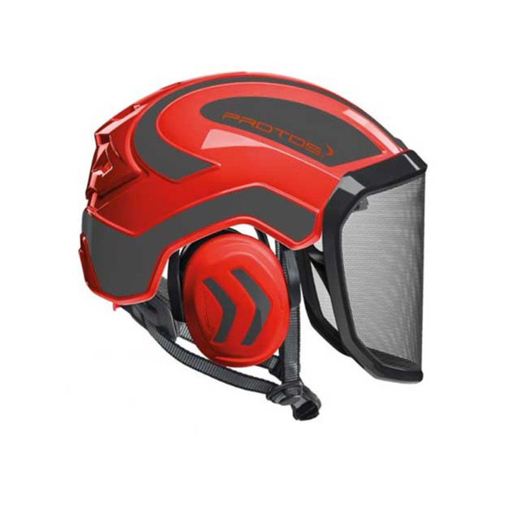 Casque integral Arborist Protos rouge et gris